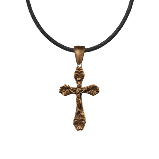 Vintage Bronze Pansy Crucifix