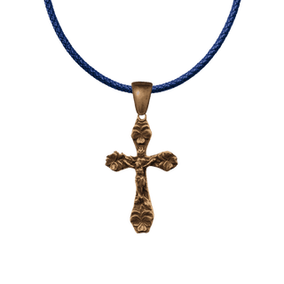 Vintage Bronze Pansy Crucifix