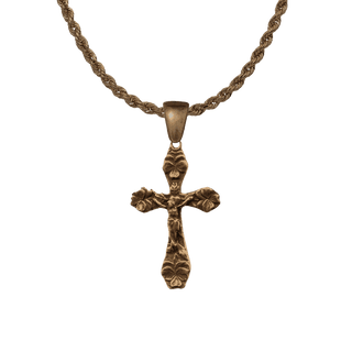 Vintage Bronze Pansy Crucifix
