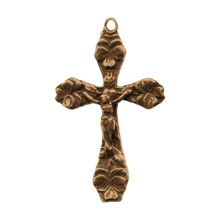Vintage Bronze Pansy Crucifix