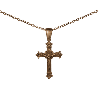 Vintage Bronze Formal Crucifix with Shell Rays