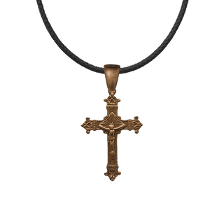 Vintage Bronze Formal Crucifix with Shell Rays