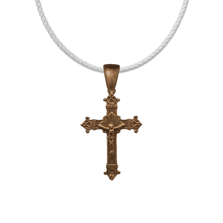 Vintage Bronze Formal Crucifix with Shell Rays