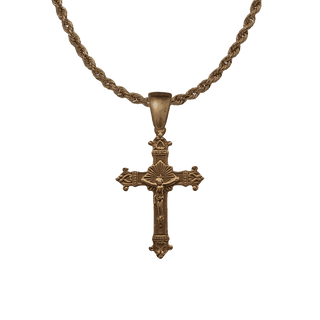 Vintage Bronze Formal Crucifix with Shell Rays
