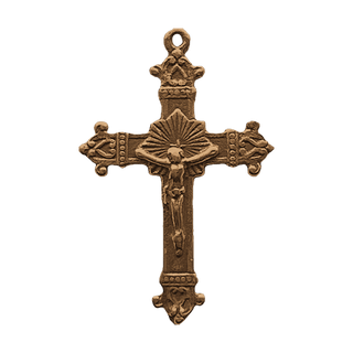 Vintage Bronze Formal Crucifix with Shell Rays