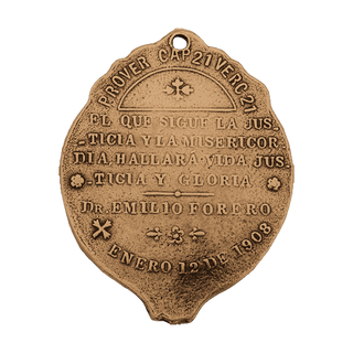 Vintage Bronze Christ Carrying the Cross Medal — reverse