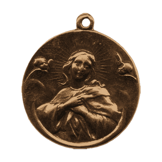 Vintage Bronze Radiant Madonna with Angels Medal