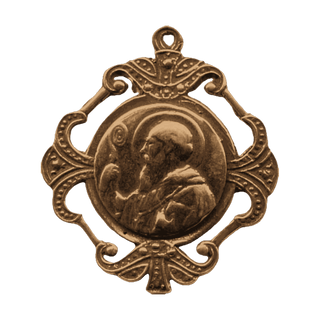 Vintage Bronze St. Benedict Medal in Scrolled Frame