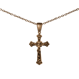 Vintage Bronze Lily of the Valley Crucifix