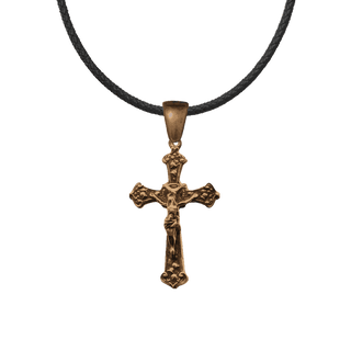 Vintage Bronze Lily of the Valley Crucifix