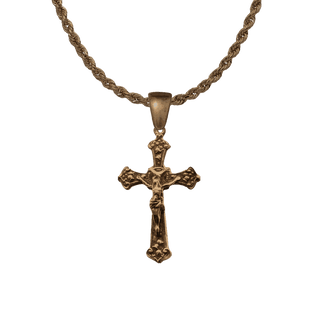 Vintage Bronze Lily of the Valley Crucifix