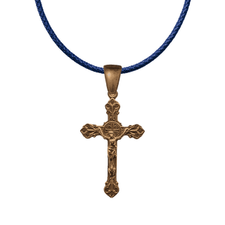 Vintage Bronze Budded Heart Crucifix