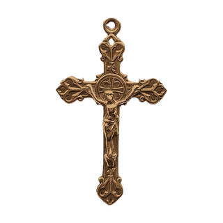Vintage Bronze Budded Heart Crucifix