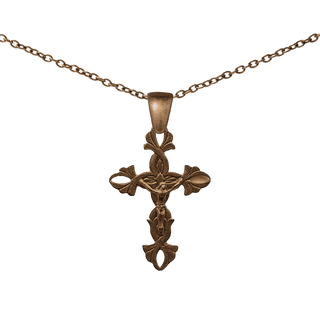 Vintage Bronze Two-Sided Vine Crucifix