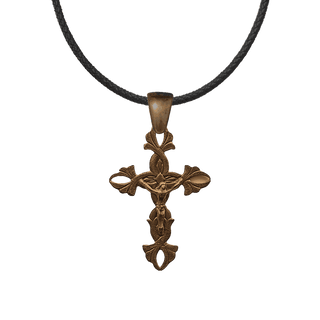 Vintage Bronze Two-Sided Vine Crucifix