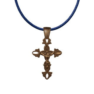 Vintage Bronze Two-Sided Vine Crucifix