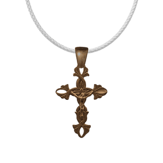 Vintage Bronze Two-Sided Vine Crucifix