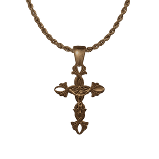 Vintage Bronze Two-Sided Vine Crucifix