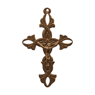 Vintage Bronze Two-Sided Vine Crucifix