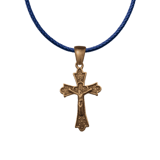 Vintage Bronze Fleur-de-Lis Crucifix with IHS
