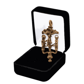Vintage Bronze Lord of Miracles Crucifix Pendant