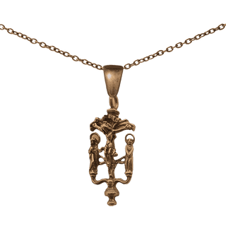 Vintage Bronze Lord of Miracles Crucifix Pendant