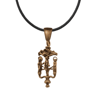 Vintage Bronze Lord of Miracles Crucifix Pendant