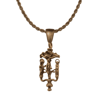 Vintage Bronze Lord of Miracles Crucifix Pendant