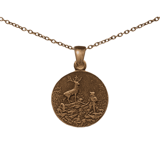 Vintage Bronze St. Hubert Medal with Stag