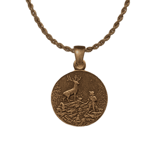 Vintage Bronze St. Hubert Medal with Stag