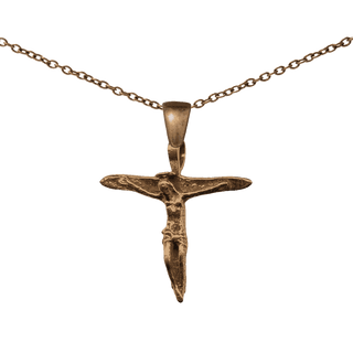 Vintage Bronze Primitive Figural Crucifix