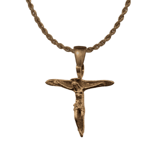 Vintage Bronze Primitive Figural Crucifix