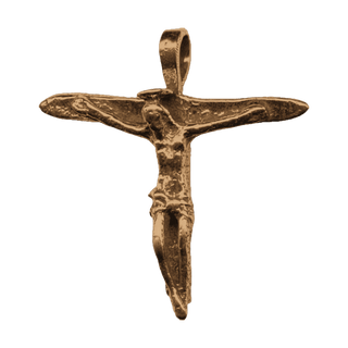 Vintage Bronze Primitive Figural Crucifix