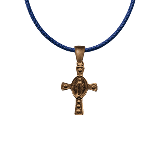 Vintage Bronze Tiny Miraculous Medal Cross