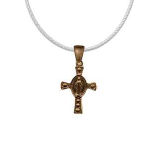 Vintage Bronze Tiny Miraculous Medal Cross