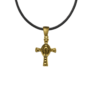 Vintage Yellow Bronze Tiny Miraculous Medal Cross