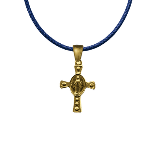 Vintage Yellow Bronze Tiny Miraculous Medal Cross