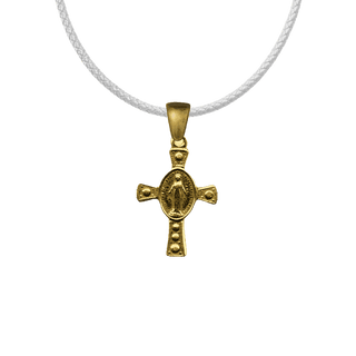 Vintage Yellow Bronze Tiny Miraculous Medal Cross