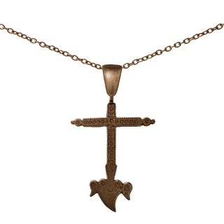 Vintage Bronze Yalalag Cross with Winged Heart