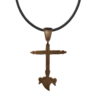 Vintage Bronze Yalalag Cross with Winged Heart