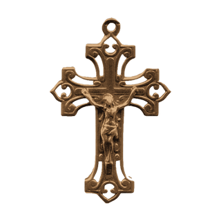 Vintage Bronze Openwork Scroll Crucifix