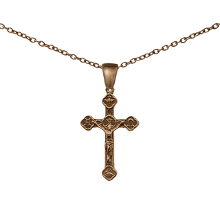 Vintage Bronze Alpha and Omega Crucifix