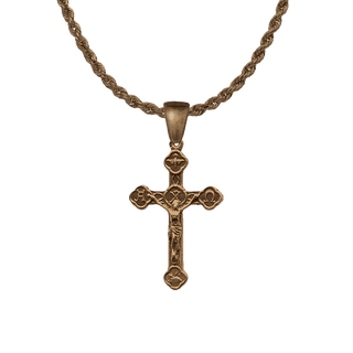 Vintage Bronze Alpha and Omega Crucifix