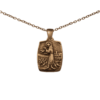 Vintage Bronze St. Francis with Birds Medal