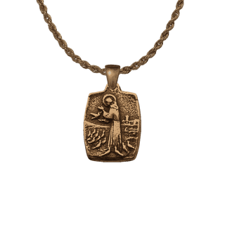 Vintage Bronze St. Francis with Birds Medal