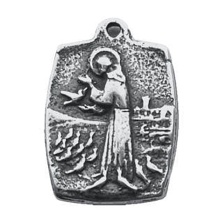 Vintage White Bronze St. Francis Medal with the Blessing