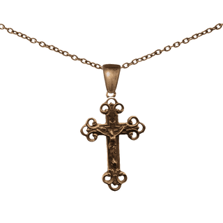 Vintage Bronze Scrolled Trinity Crucifix