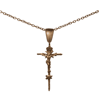 Vintage Bronze Skull and Crossbones Crucifix