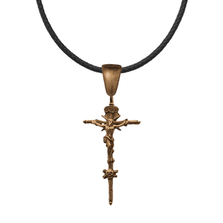 Vintage Bronze Skull and Crossbones Crucifix