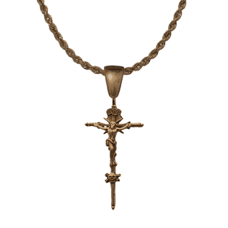 Vintage Bronze Skull and Crossbones Crucifix